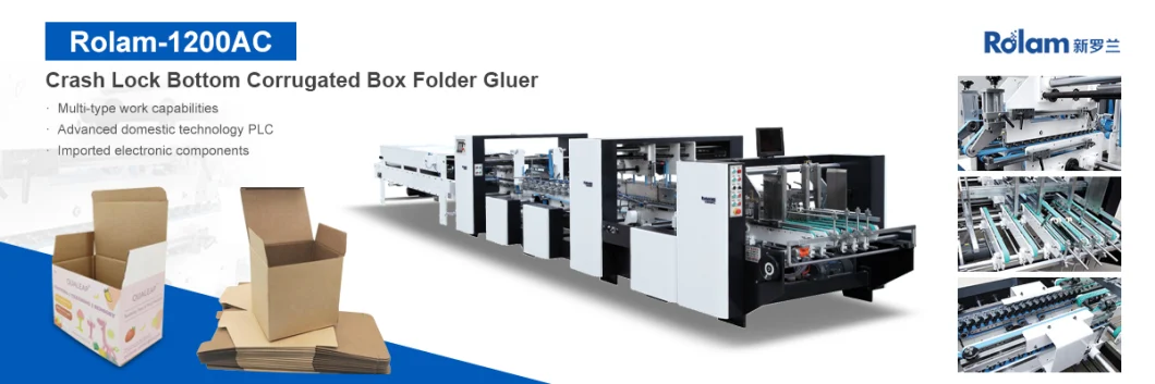 Packaging Bottom Lock Boxes New Luolan AC-Series Corrugated Straight-Line Carton Cheap Price a/B/E 3 Ply Folding Gluing Machine Automatic Folder Gluer